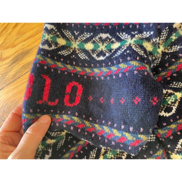 RARE HTF SOLD OUT Polo Ralph Lauren Cashmere Fair Isle Puff Sleeve Sweater sz L - Picture 6 of 16